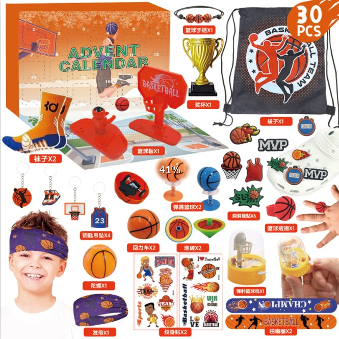Basketball Advent Calendar 2026, 30PCS 24 Days Countdown Blind Box With Mini Basketball Toys, Accessories & Party Favors, Surprise Gift Set For Kids & Basketball Fans