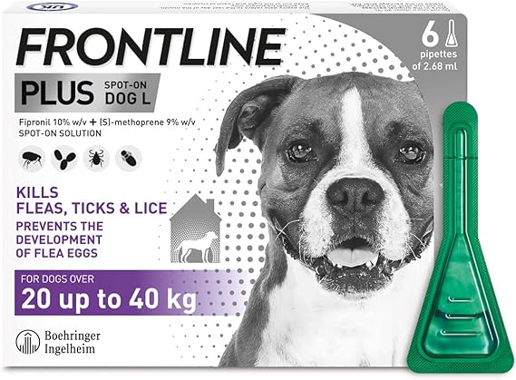 FRONTLINE Plus Flea & Tick Treatment for Large Dogs - 6 Pipettes