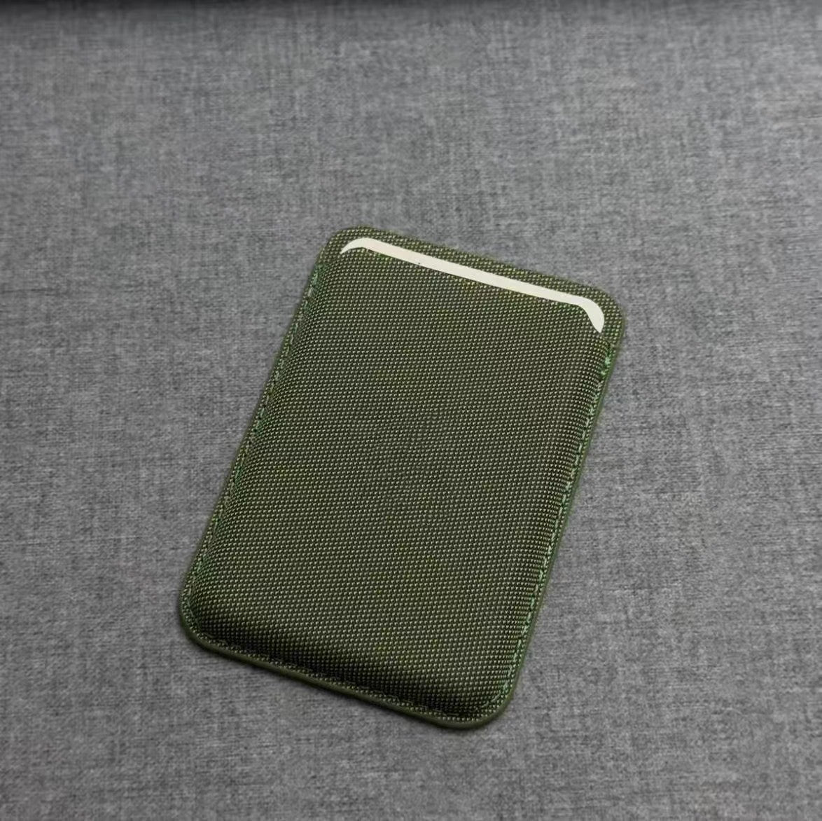 Magsafe-compatible Tech Fabric Card Holder With A Woven Texture And Strong Magnetic Attachment