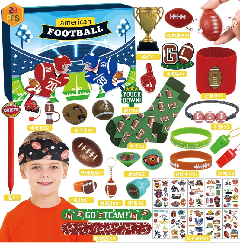 American Football Advent Calendar 2026, 28PCS 24 Days Countdown Blind Box With Mini Football Toys, Accessories & Party Favors, Surprise Gift Set For Kids & Football Fans